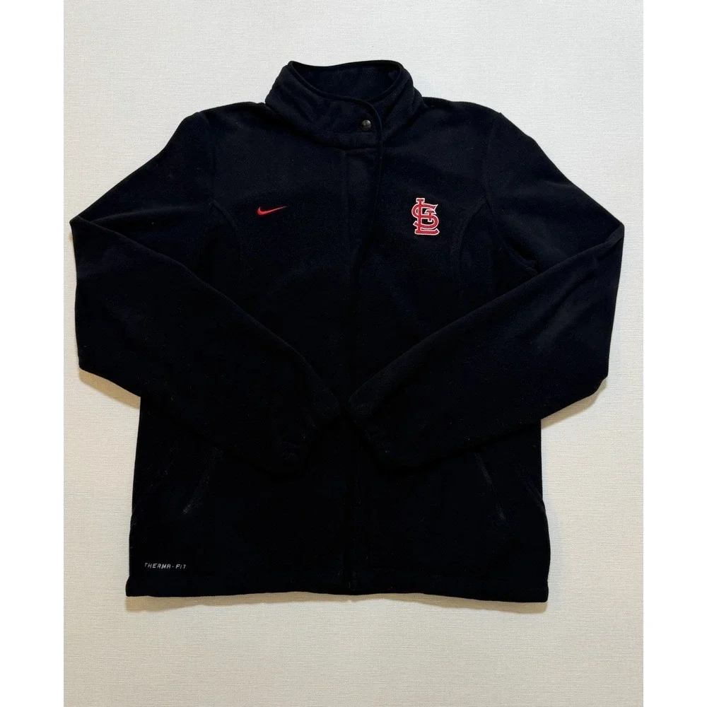 Nike Therma-fit St. Louis Cardinals Men's L Fleece Full Zip Snap On Neck Fleece